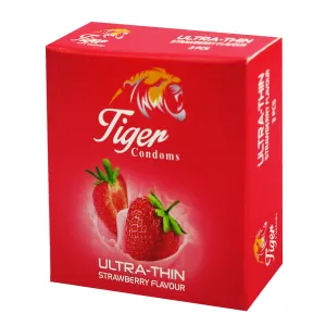 Tiger Ultra Thin Strawberry Flavour Condom 3's Pack